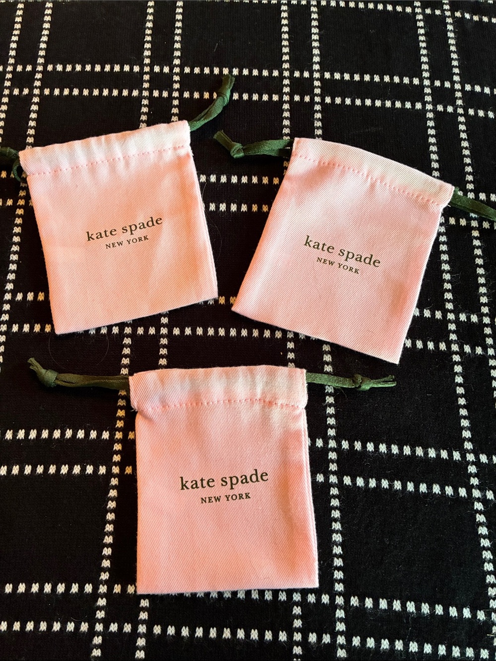 kate spade Pink Drawstring Jewelry Pouches (Set of 3) dust bags travel new